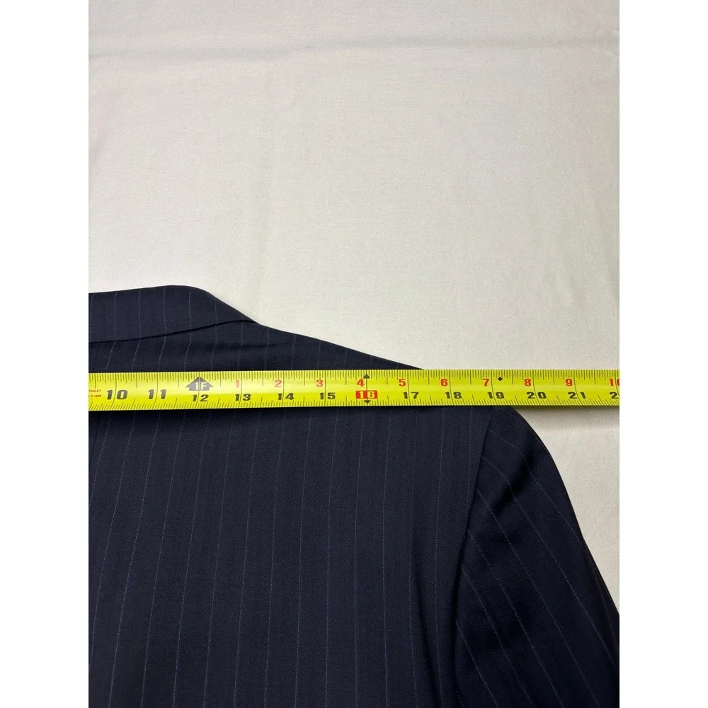 Canali‎ Mens Navy Blue Pinstripe Wool 3 Button Blazer Italy 56R UK 46 US
